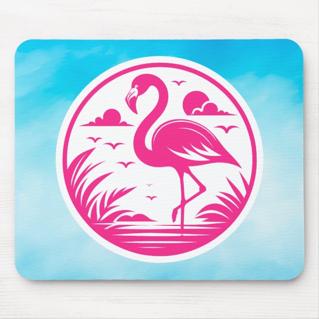Rosa Flamingo Sommer Kreis Design-68730 Mousepad (Vorne)