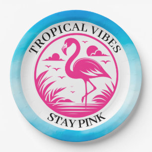 Rosa Flamingo Sommer Kreis Design-68730 Pappteller