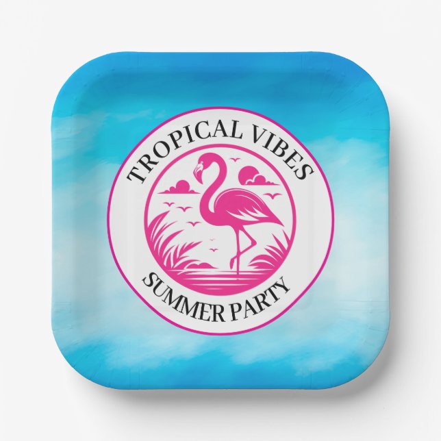 Rosa Flamingo Sommer Kreis Design-68730 Pappteller (Vorderseite)