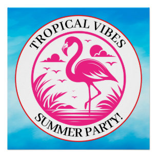 Rosa Flamingo Sommer Kreis Design-68730 Poster