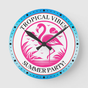Rosa Flamingo Sommer Kreis Design-68730 Runde Wanduhr