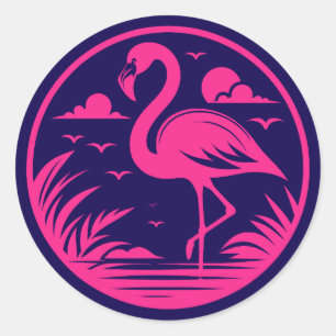 Rosa Flamingo Sommer Kreis Design-68730 Runder Aufkleber