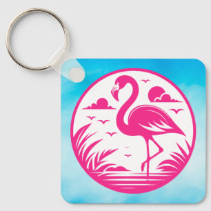 Rosa Flamingo Sommer Kreis Design-68730 Schlüsselanhänger