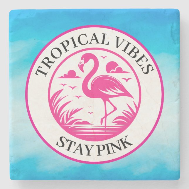Rosa Flamingo Sommer Kreis Design-68730 Steinuntersetzer (Vorderseite)