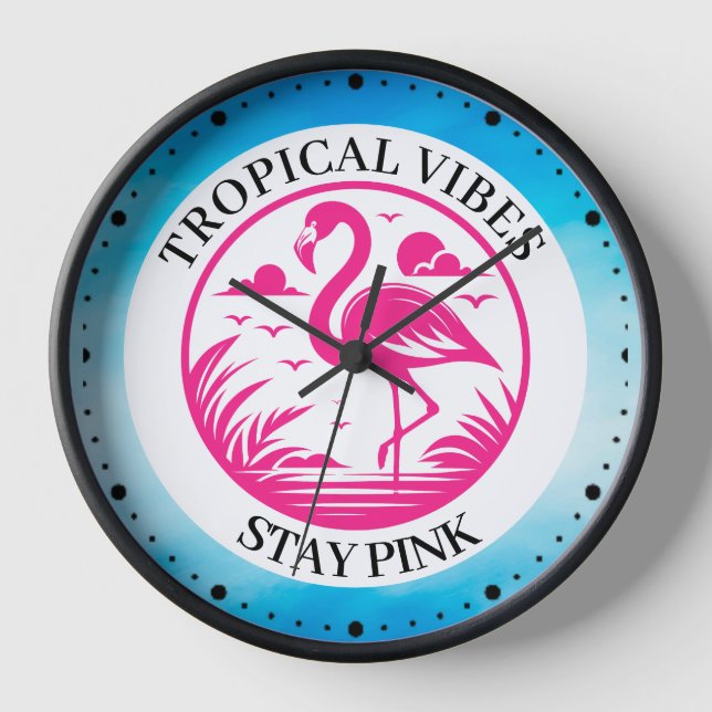 Rosa Flamingo Sommer Kreis Design-68730 Uhr (Vorderseite)