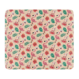 Rosa Flamingo Sommer Tropisches Muster Schneidebrett
