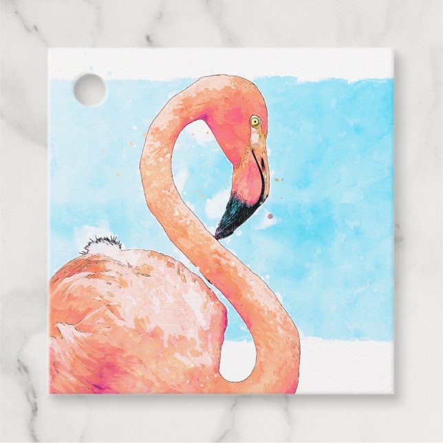 Rosa Flamingo Sommerparty Geschenkanhänger (Vorderseite)