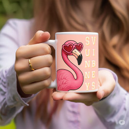 Rosa Flamingo Sonnige Stimmung Kaffeetasse