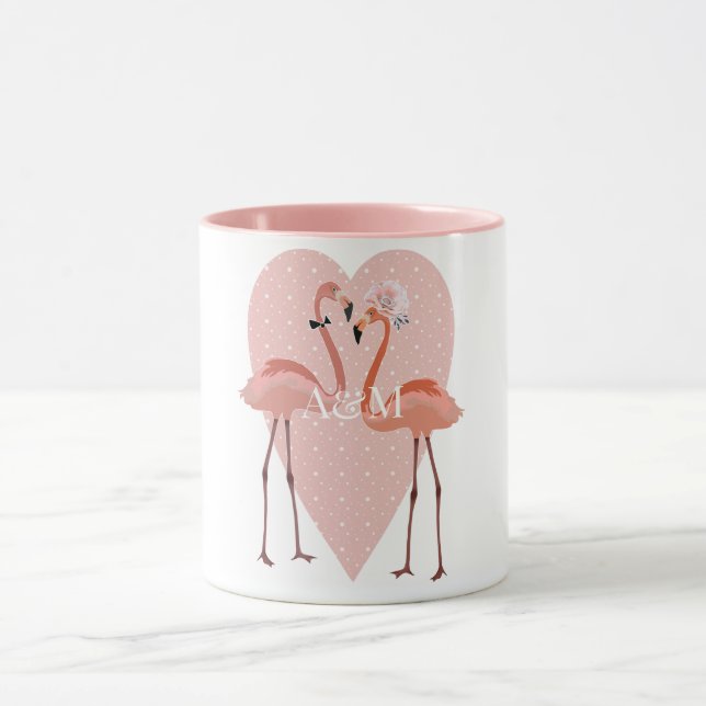 Rosa Flamingo stilvolles Herz Liebe Tasse (Zentrum)