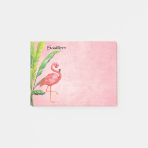 Rosa Flamingo-Strand-Insel verlässt Monogramm Post-it Klebezettel