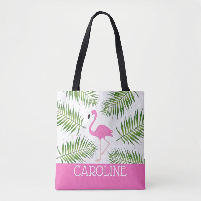 Rosa Flamingo-Strand-Tasche (Vorderseite)