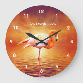 Rosa Flamingo-Strand-Wanduhr Große Wanduhr