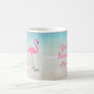 Rosa Flamingo-Stranddesign für Mama Tasse