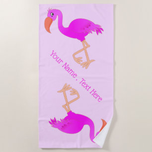 Rosa Flamingo Strandtuch mit individuellem Text Na