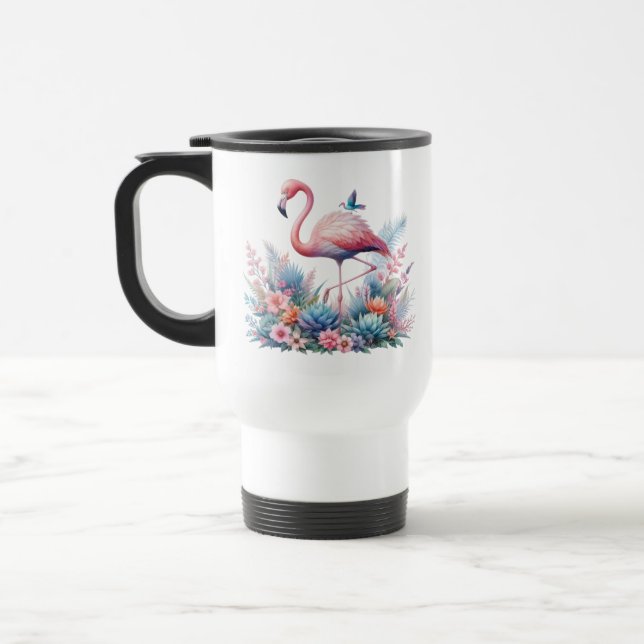 Rosa Flamingo Sublimation Reisebecher (Links)