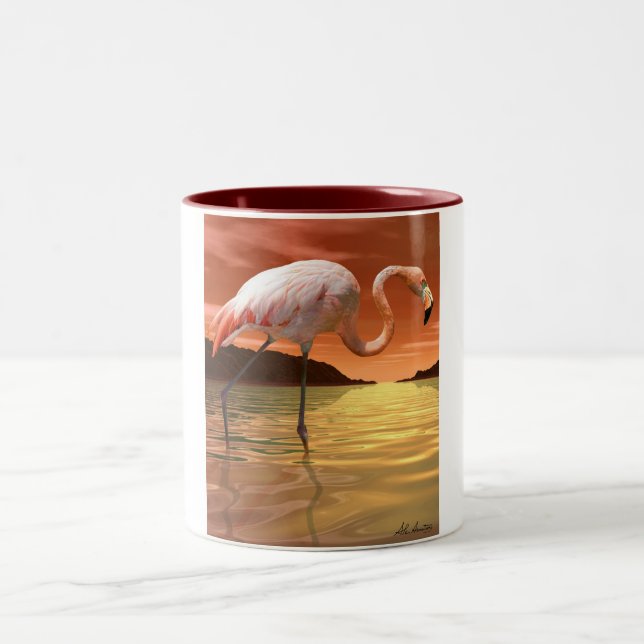 Rosa Flamingo-Tasse Floridas Zweifarbige Tasse (Mittel)