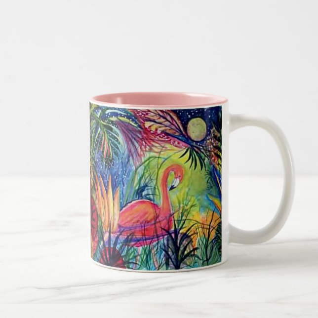 Rosa Flamingo-Tasse Zweifarbige Tasse (Rechts)