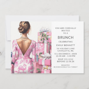 Rosa Flamingo-Toile-Brunch-Junggesellinnen-Abschie Einladung