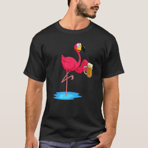 Rosa Flamingo trinkt Bier  Trinker Sommerlaune T-Shirt