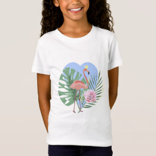 Rosa Flamingo Tropenpalme T-Shirt