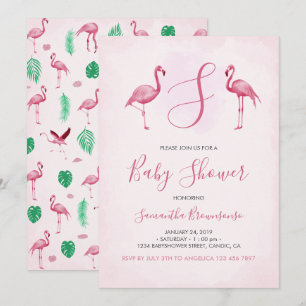 Rosa Flamingo Tropical Baby Shower Einladung