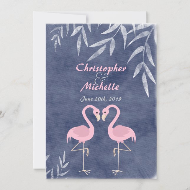 Rosa Flamingo Tropical Beach Hochzeitseinladungen Einladung (Vorderseite)