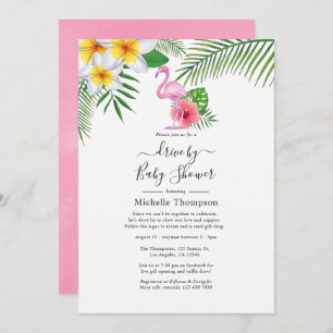 Rosa Flamingo Tropical Drive by Dusche Einladung
