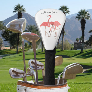Rosa Flamingo Tropical mit benutzerdefinierter Mon Golf Headcover