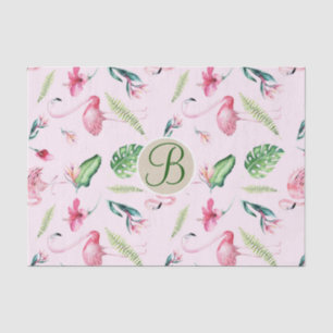 Rosa Flamingo Tropical Monogram Letter Initial Seidenpapier