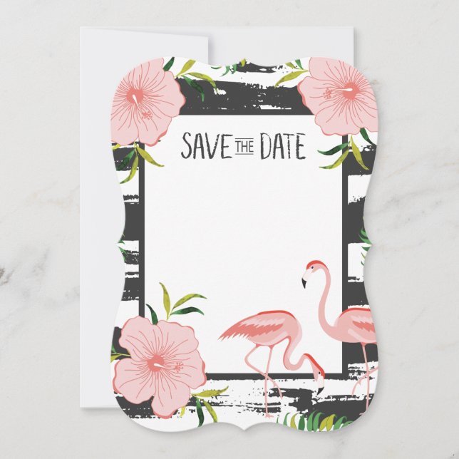 Rosa Flamingo Tropical Save the Date (Vorderseite)
