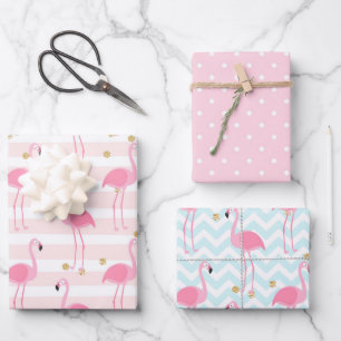 Rosa Flamingo Tropical Spottern Muster Geschenkpapier Set