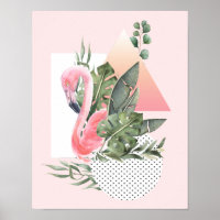 Rosa Flamingo Tropical Watercolor Collage
