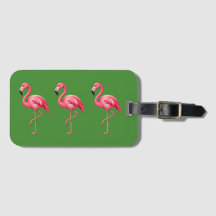 Rosa Flamingo Tropisch Grüner Gepäckanhänger