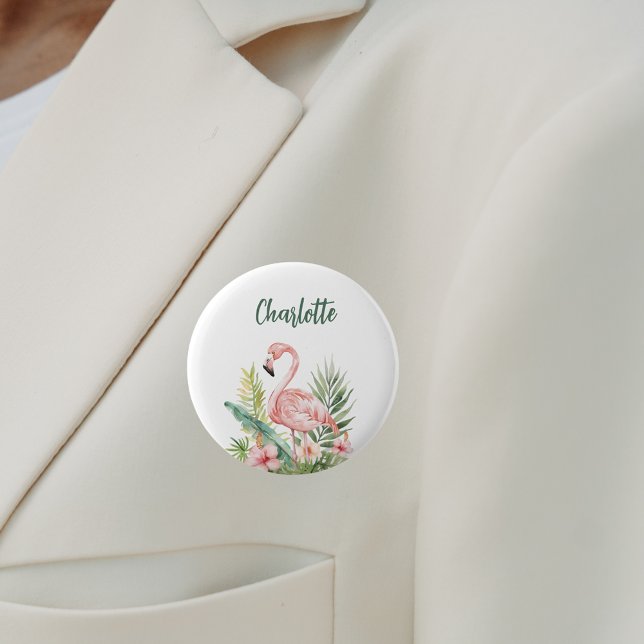 Rosa Flamingo tropische Blume Button (Von Creator hochgeladen)