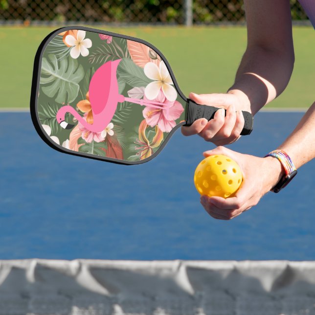 Rosa Flamingo Tropische Blume Pickleball Schläger (InSitu)