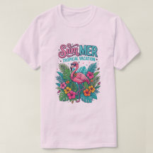 Rosa Flamingo Tropische Blumen - Sommerurlaub 