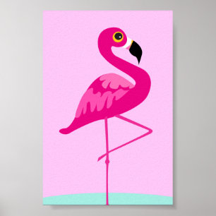 Rosa Flamingo-tropische Grafik Poster