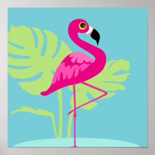 Rosa Flamingo-tropische Grafik Poster