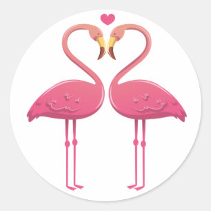 Rosa Flamingo Tropische Hochzeit Luau Hawaiian Runder Aufkleber