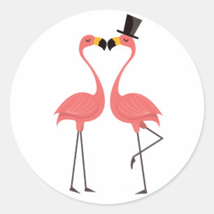 Rosa Flamingo Tropische Hochzeit Luau Hawaiian Runder Aufkleber