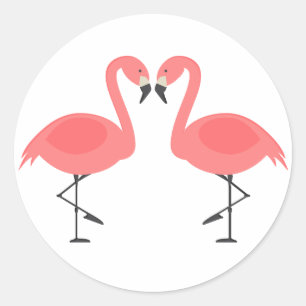 Rosa Flamingo Tropische Hochzeit Luau Hawaiianisch Runder Aufkleber