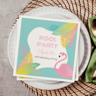 Rosa Flamingo Tropische Poolparty Geburtstag Serviette