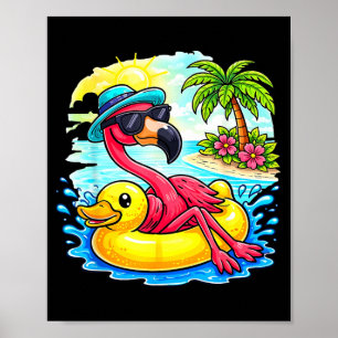 Rosa Flamingo Tropische Strand Vibes Palme Poster