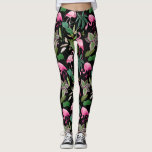 Rosa Flamingo tropischer botanischer schwarzer Hin Leggings<br><div class="desc">Entspannen Sie in stilvollen Leggings mit einem rosa Flamingo-Muster,  das durch tropische Botanicals und einen schwarzen Hintergrund hervorgehoben wird.  Ideal für Trainings,  Abend auf der Stadt und alltägliche Kleidung.</div>