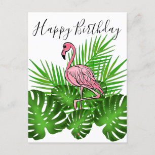 Rosa Flamingo, tropischer Dschungel Alles Gute zum Postkarte