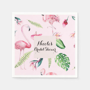 Rosa Flamingo Tropischer Hibiskus Blumen Spaß Part Serviette
