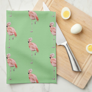 Rosa Flamingo Tropischer Stil Grüne Küchenhandtuch Geschirrtuch