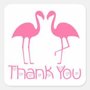 Rosa Flamingo Tropischer Strand Luau Danke schön Quadratischer Aufkleber