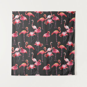Rosa Flamingo: tropisches Aquarellmuster. Wandteppich