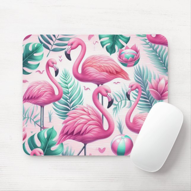 Rosa Flamingo tropisches Design Mousepad (Mit Mouse)